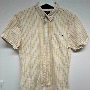 Alpinestars Collared S/S Shirt, White/Yellow Plaid, Large Men's